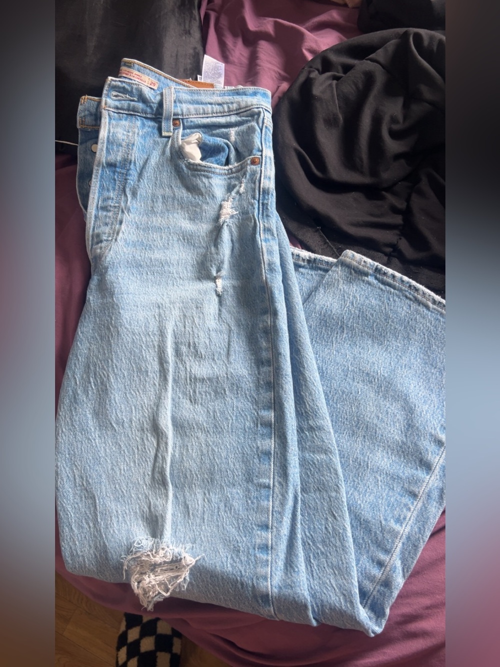 Levi's Light Blue Wide-Leg Ripped Jeans